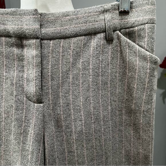 NEW Body By Victoria Wool Pinstripe Career Wide Leg Trousers Gray Pink … NWOT - Picture 10 of 16